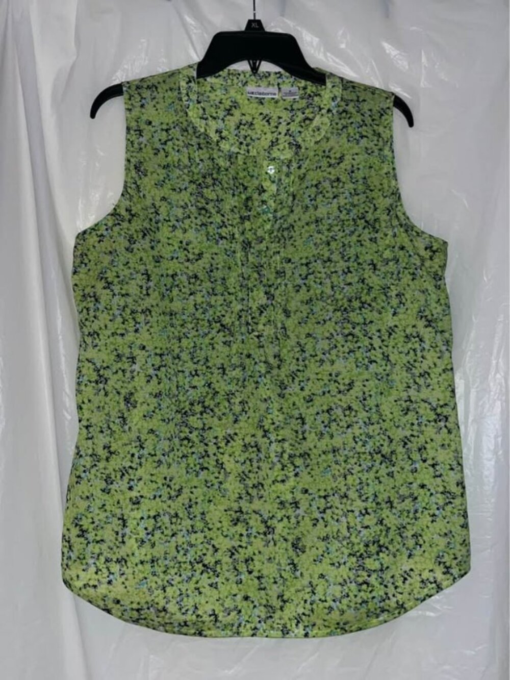 Liz Claiborne Green Floral Sleeveless Blouse, Medium